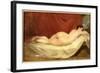 Nude Lying on a Sofa Against a Red Curtain-Etty-Framed Giclee Print