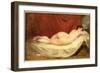 Nude Lying on a Sofa Against a Red Curtain-Etty-Framed Giclee Print