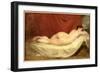 Nude Lying on a Sofa Against a Red Curtain-Etty-Framed Giclee Print