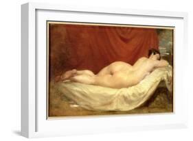 Nude Lying on a Sofa Against a Red Curtain-Etty-Framed Giclee Print