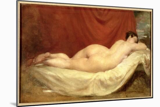 Nude Lying on a Sofa Against a Red Curtain-Etty-Mounted Giclee Print