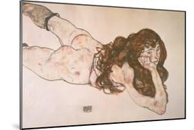 Nude Lying on Her Stomach, 1917-Egon Schiele-Mounted Giclee Print