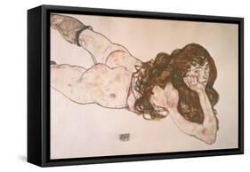 Nude Lying on Her Stomach, 1917-Egon Schiele-Framed Stretched Canvas