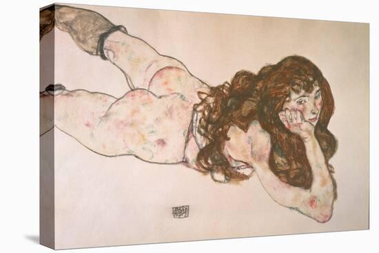 Nude Lying on Her Stomach, 1917-Egon Schiele-Stretched Canvas