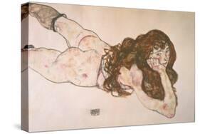 Nude Lying on Her Stomach, 1917-Egon Schiele-Stretched Canvas