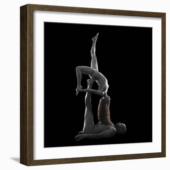 Nude male and female models posing together against black background-Panoramic Images-Framed Photographic Print