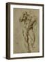 Nude Male Figure Seen Frontally, circa 1502-1506-Michelangelo Buonarroti-Framed Giclee Print