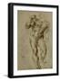 Nude Male Figure Seen Frontally, circa 1502-1506-Michelangelo Buonarroti-Framed Giclee Print