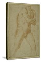 Nude Man Striding Forward, with Arms Folded and Looking over This Right Shoulder-Guido Reni-Stretched Canvas