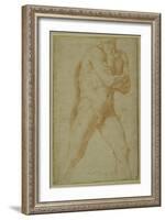 Nude Man Striding Forward, with Arms Folded and Looking over This Right Shoulder-Guido Reni-Framed Giclee Print