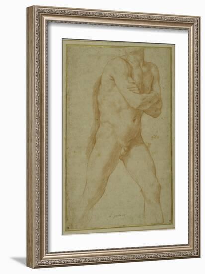 Nude Man Striding Forward, with Arms Folded and Looking over This Right Shoulder-Guido Reni-Framed Giclee Print