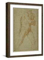 Nude Man Striding Forward, with Arms Folded and Looking over This Right Shoulder-Guido Reni-Framed Giclee Print