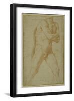 Nude Man Striding Forward, with Arms Folded and Looking over This Right Shoulder-Guido Reni-Framed Giclee Print