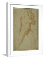 Nude Man Striding Forward, with Arms Folded and Looking over This Right Shoulder-Guido Reni-Framed Giclee Print