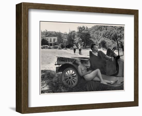 Nude Model Doris Fischer takes a break from posing for Students at Oxbow-Loomis Dean-Framed Photographic Print