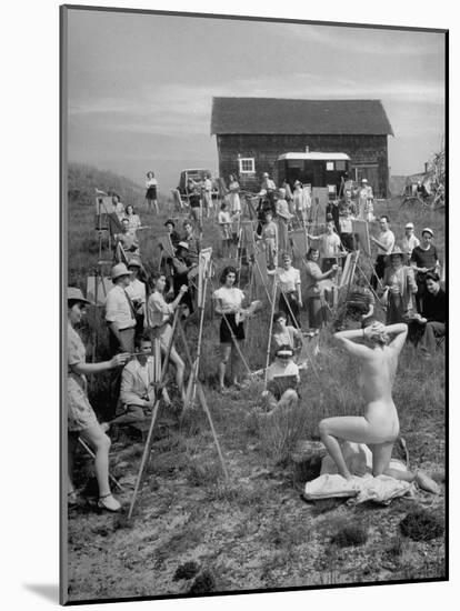 Nude Model Posing for a Large Group of Art Students of the Farnsworth Art School-Andreas Feininger-Mounted Photographic Print