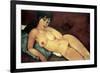 Nude on a Blue Cushion-Amedeo Modigliani-Framed Premium Giclee Print