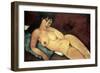 Nude on a Blue Cushion-Amedeo Modigliani-Framed Art Print