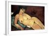 Nude on a Blue Cushion-Amedeo Modigliani-Framed Art Print