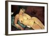 Nude on a Blue Cushion-Amedeo Modigliani-Framed Art Print