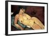 Nude on a Blue Cushion-Amedeo Modigliani-Framed Art Print