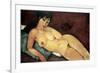 Nude on a Blue Cushion-Amedeo Modigliani-Framed Art Print