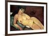 Nude on a Blue Cushion-Amedeo Modigliani-Framed Art Print