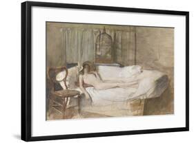 Nude on a Sofa, 1980-John Ward-Framed Giclee Print