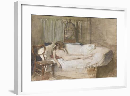 Nude on a Sofa, 1980-John Ward-Framed Giclee Print