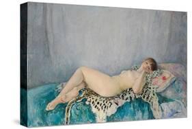 Nude on Leopard Skin, Le Cannet, 1926 (Oil on Canvas)-Henri Lebasque-Stretched Canvas