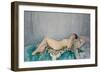 Nude on Leopard Skin, Le Cannet, 1926 (Oil on Canvas)-Henri Lebasque-Framed Giclee Print