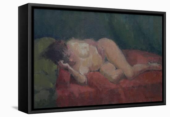 Nude on Red and Green, 2009-Pat Maclaurin-Framed Stretched Canvas