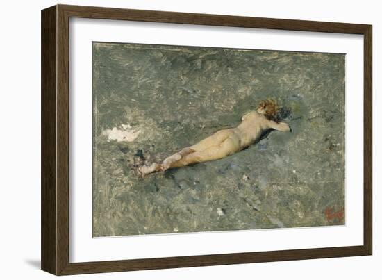 Nude on the Beach at Portici, 1874-Marià Fortuny-Framed Giclee Print