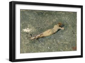 Nude on the Beach at Portici, 1874-Marià Fortuny-Framed Giclee Print