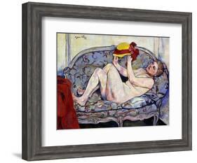 Nude Reaching on a Sofa; Nu Allonge Sur Un Canape, 1928-Suzanne Valadon-Framed Giclee Print