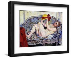 Nude Reaching on a Sofa; Nu Allonge Sur Un Canape, 1928-Suzanne Valadon-Framed Giclee Print