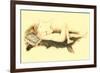 Nude Reading Newspaper on Bearskin Rug-null-Framed Art Print