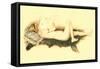 Nude Reading Newspaper on Bearskin Rug-null-Framed Stretched Canvas