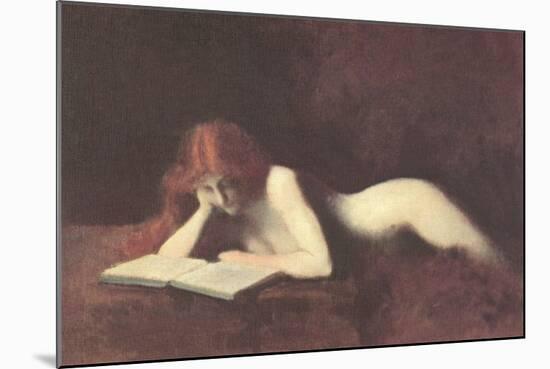 Nude Redhead Reading Book-null-Mounted Art Print