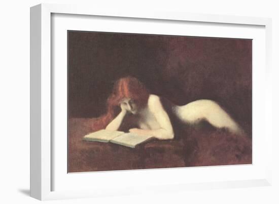 Nude Redhead Reading Book-null-Framed Art Print