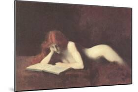 Nude Redhead Reading Book-null-Mounted Art Print