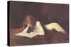 Nude Redhead Reading Book-null-Stretched Canvas