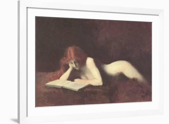 Nude Redhead Reading Book-null-Framed Premium Giclee Print