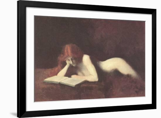 Nude Redhead Reading Book-null-Framed Premium Giclee Print
