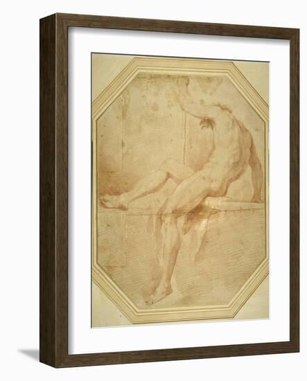 Nude Seated and Turning Away, Grasping a Staff in His Left Hand-Carlo Maratti-Framed Giclee Print