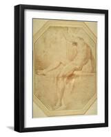 Nude Seated and Turning Away, Grasping a Staff in His Left Hand-Carlo Maratti-Framed Giclee Print