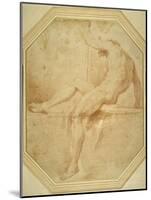 Nude Seated and Turning Away, Grasping a Staff in His Left Hand-Carlo Maratti-Mounted Giclee Print