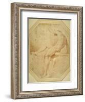 Nude Seated and Turning Away, Grasping a Staff in His Left Hand-Carlo Maratti-Framed Giclee Print