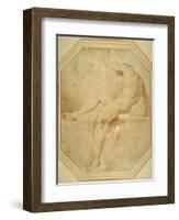 Nude Seated and Turning Away, Grasping a Staff in His Left Hand-Carlo Maratti-Framed Giclee Print