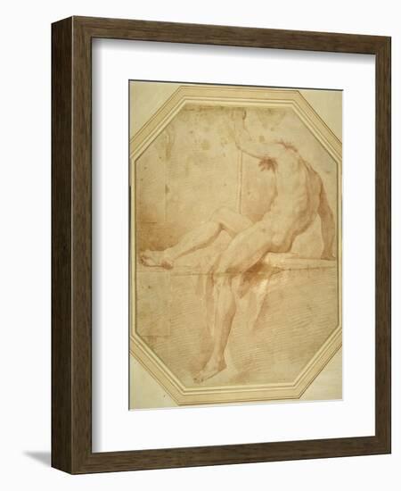 Nude Seated and Turning Away, Grasping a Staff in His Left Hand-Carlo Maratti-Framed Giclee Print